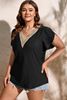 Picture of CURVY GIRL V NECK TOP WITH LACE TRIM